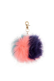 Multi Colour FAUX MINK Pom Pom Keyring Charm with Chain