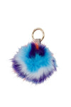 Multi Colour FAUX MINK Fur Pom Pom Keyring Charm with Diamante Strap