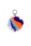 Multi Colour FAUX MINK Fur Pom Pom Keyring Charm with Diamante Strap