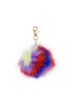 Multi Colour FAUX MINK Pom Pom Keyring Charm with Chain