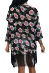 Floral Print Fringed Kimono
