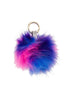 Multi Colour FAUX MINK Fur Pom Pom Keyring Charm with Diamante Strap