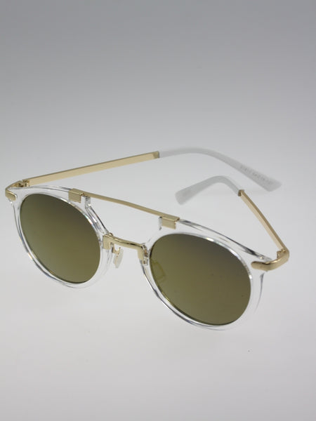 Clear Frame Round Tinted Sunglasses
