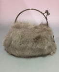 Faux Fur Purse/Bag with Ball Clasp Fastening