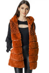 Mixed Fur Hooded Long Gilet
