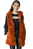 Mixed Fur Hooded Long Gilet