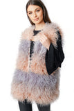 Multi Colour Shaggy Mongolian Faux Fur Gilet