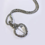 DIAMANTE AND BAGUETTE GEM CHAIN AND CRYSTAL HEART NECKLACE