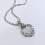 DIAMANTE AND BAGUETTE GEM CHAIN AND CRYSTAL HEART NECKLACE