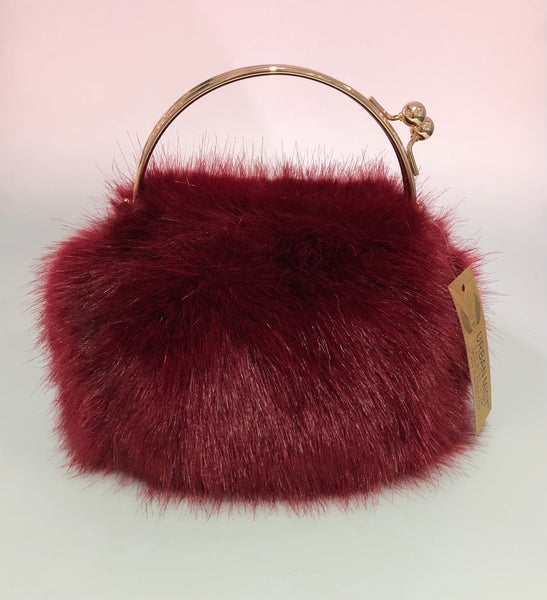 Faux Fur Banana Handle Bag | Orange and Pink – Tihara Smith