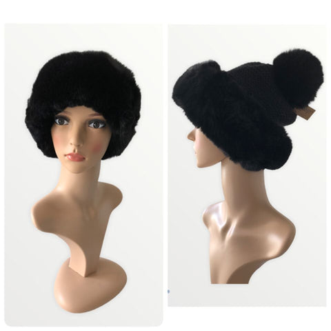 Ultra soft Luxurious Faux Fur Knit Hat with pom