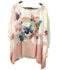 Water Colour Butterfly Print Diamante Silky Feel Top