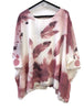 Water colour Feather Print Diamante Silky Feel Top