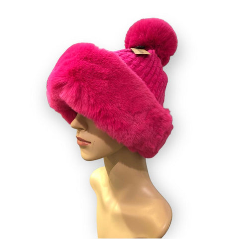 Luxurious Plush Fur Trim Fleece lined Hat