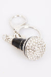 Microphone Diamante Bag Charm Keyring