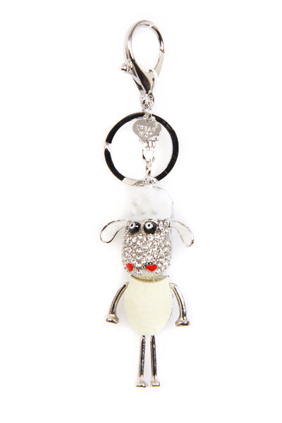 Cartoon Sheep Diamante Bag Charm Keyring