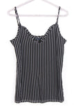 Black and White V Neck Ruffle Stripe Print Cami Top