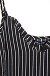 Black and White V Neck Ruffle Stripe Print Cami Top