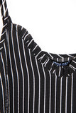 Black and White V Neck Ruffle Stripe Print Cami Top