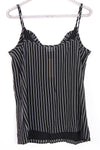 Black and White V Neck Ruffle Stripe Print Cami Top