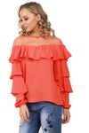 Mesh Ruffle Detail Blouse Top