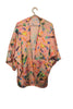 Multi Colour Bird Print Silky Kimono Jacket