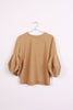 Ribbed Knit Puffer Sleeve Jumper and Wide Leg Ruffle Culotte Trouser Co-Ord Set