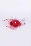 Blue & Red net Mesh Round Flower Fascinator