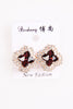 MAROON STONE WITH DIAMANTE EARINGS