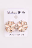 Oval and round Diamond Floral Clip on Earrings