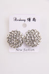 Silver round diamante earrings 