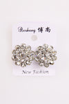 floral diamante earrings silver 