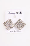 square clip on silver earrings 