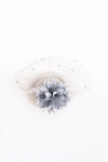 GREY FLORAL FEATHER AND MESH FASCINATOR FOR WEDDINGS