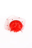 RED MESH FEATHER STYLISH WEDDING FASCINATOR