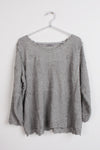 Round Neck Floral Embroidered Top in grey