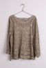 Round Neck Floral Embroidered Top in brown