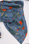 Navy Blue Puffer Sleeve Floral Print Top 