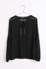 Studded Neck Lace Applique Sleeves Blouse Top