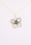 Metal Gem Flower Pendant Statement Boho Necklace