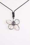 Metal Gem Flower Pendant Statement Boho Necklace