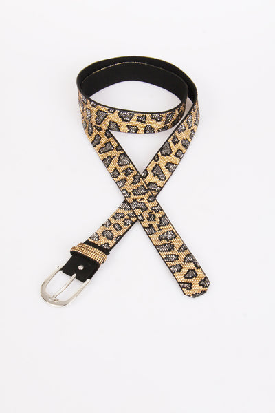 Diamante Leopard Print Buckle Belt