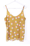 V Neck Floral Check Print Strappy Cami Top