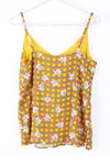 V Neck Floral Check Print Strappy Cami Top