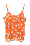 V Neck Floral Check Print Strappy Cami Top