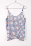 V Neck Floral Check Print Strappy Cami Top