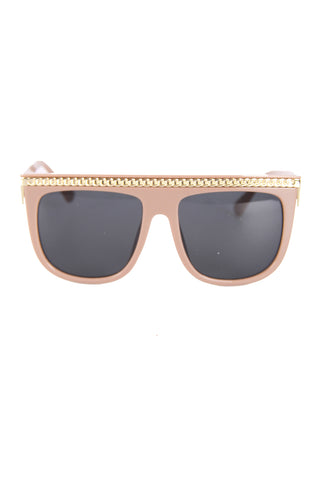 nude chain detail flat top sunglasses front view