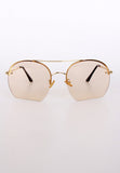 Rust Gold Metal Frame Double Bridge Flat Bottom Sunglasses