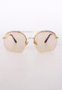 Rust Gold Metal Frame Double Bridge Flat Bottom Sunglasses