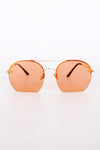 Gold Metal Frame Double Bridge Flat Bottom Sunglasses